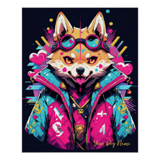 Pop Art Anime Shiba Inu Dog 003 - Victoria Sasuke Poster