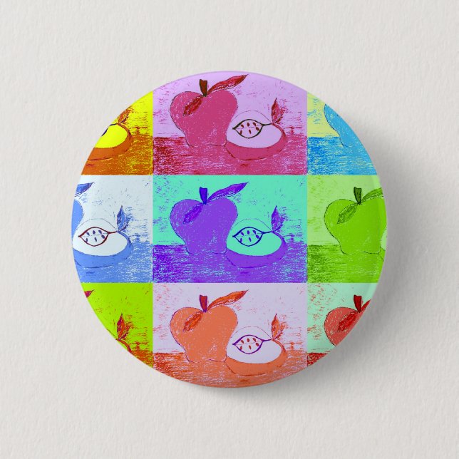 Pop Art Apple Pinback Button (Front)