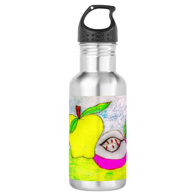 Pop Art Apples 24 oz Aluminum Water Bottle (Front)