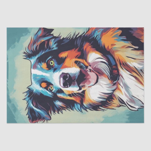 Pop Art: Australian Shepherd Decoupage Tissue Paper (Front)