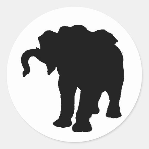Pop Art Baby Elephant Silhouette Classic Round Sticker