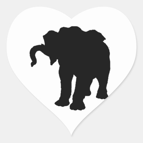 Pop Art Baby Elephant Silhouette Heart Sticker