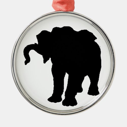Pop Art Baby Elephant Silhouette Metal Ornament