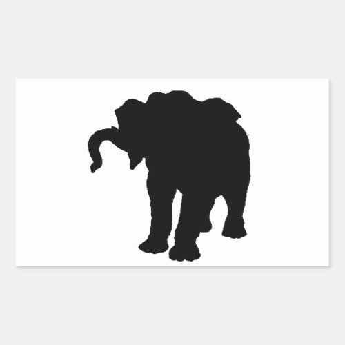 Pop Art Baby Elephant Silhouette Rectangular Sticker