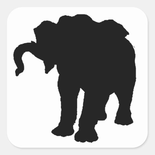 Pop Art Baby Elephant Silhouette Square Sticker