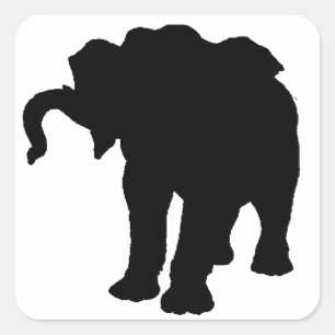 Pop Art Baby Elephant Silhouette Square Sticker