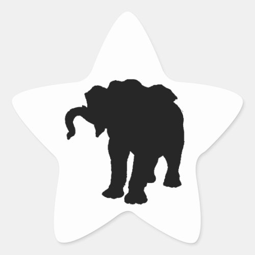 Pop Art Baby Elephant Silhouette Star Sticker