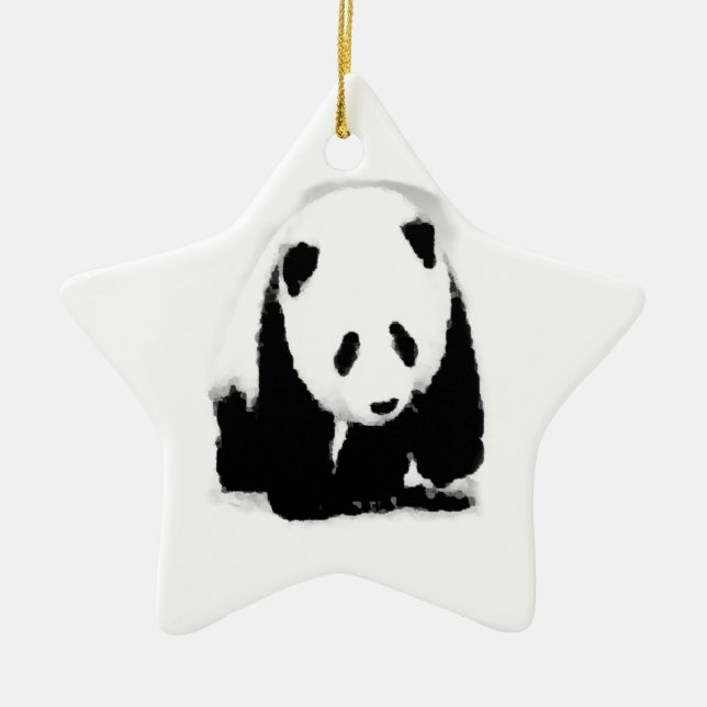 Pop Art Baby Panda Ceramic Ornament (Front)