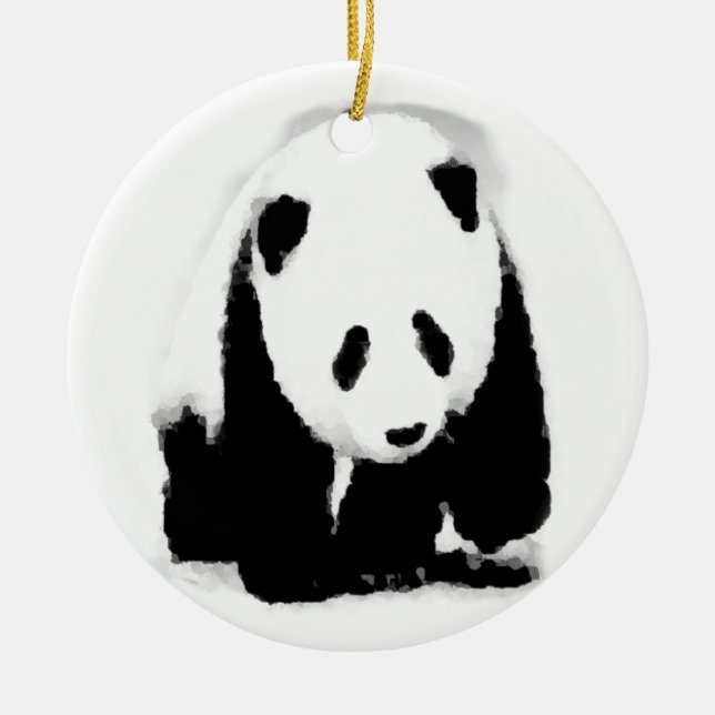 Pop Art Baby Panda Ceramic Ornament (Front)