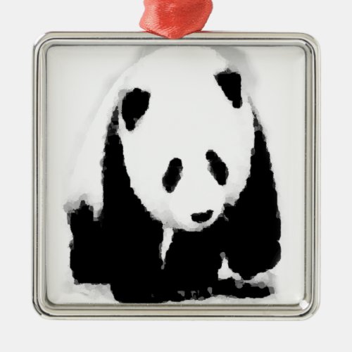 Pop Art Baby Panda Metal Ornament