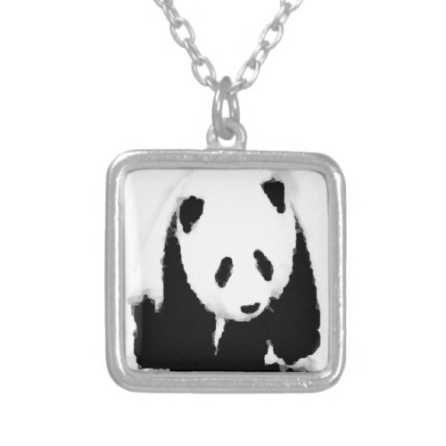Pop Art Baby Panda Silver Plated Necklace