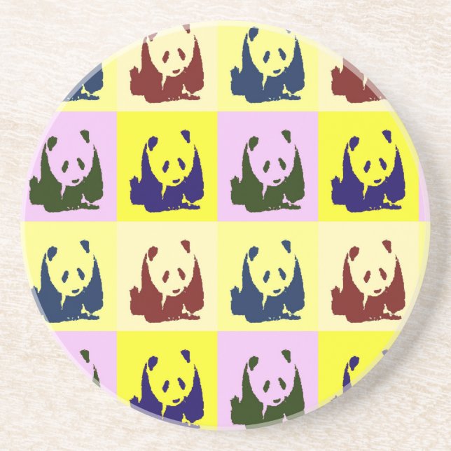 Pop Art Baby Pandas Drink Coaster (Front)