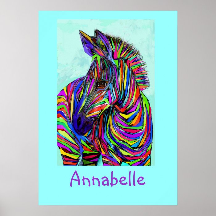 pop art baby zebra personalizable poster