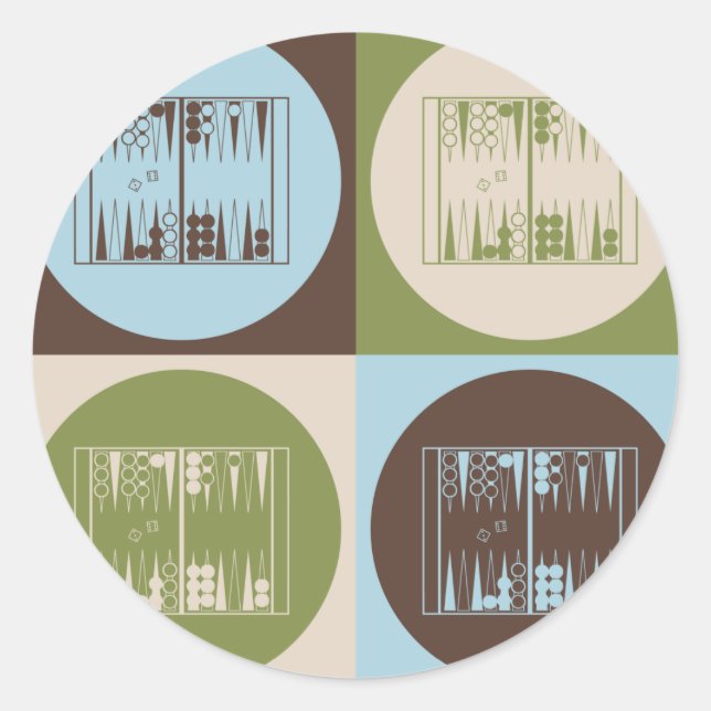 Pop Art Backgammon Classic Round Sticker (Front)