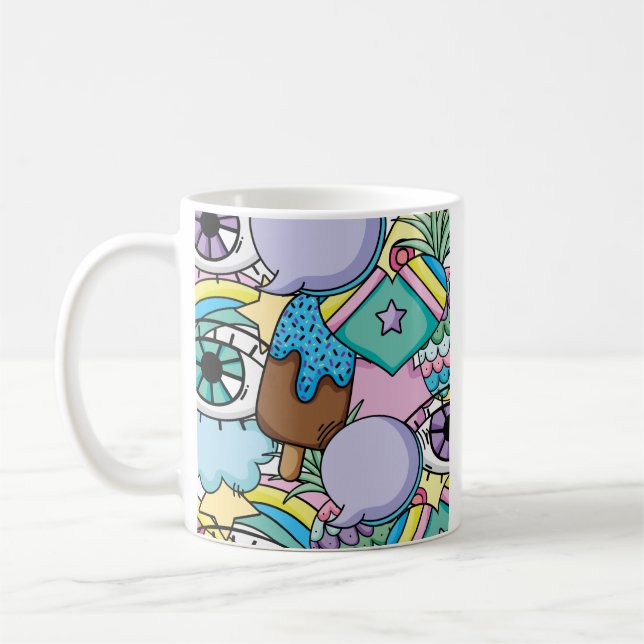 Pop Art Background Cartoon Coffee Mug (Left)