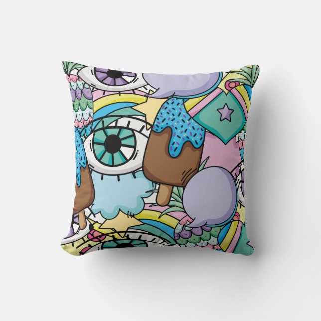 Pop Art Background Cartoon Throw Pillow (Front)