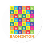 Pop Art Badminton Classic Round Sticker