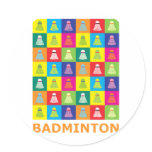 Pop Art Badminton Classic Round Sticker