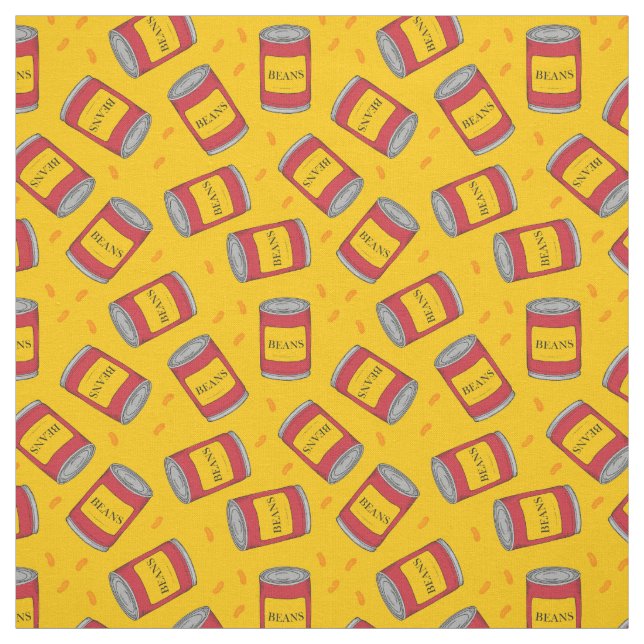 Pop Art Baked Beans Kitchen Food Patterned Fabric (Swatch)
