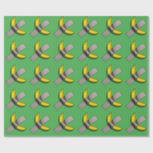 Pop Art Banana and Duct Tape Graphic with Halftone Wrapping Paper