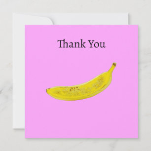 Pop Art Banana Pink Background Thank You Card