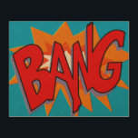 Pop Art | BANG | Wood Wall Art | 10"x8"<br><div class="desc">BANG!

Vintage-style comic book typography.

Created by digitally mimicking the 4-color process used for printing comic books in the early days.</div>