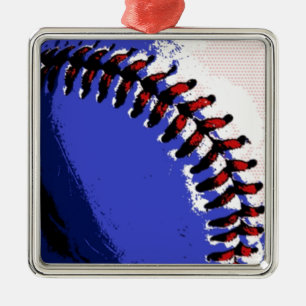 Pop Art Baseball Metal Ornament