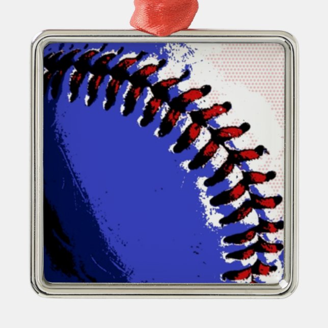 Pop Art Baseball Metal Ornament (Front)