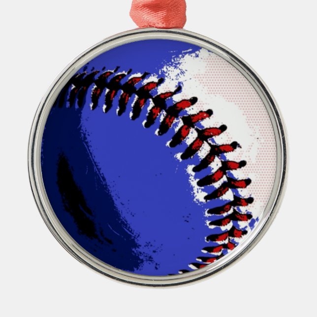 Pop Art Baseball Metal Ornament (Front)