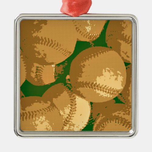 Pop Art Baseball Metal Ornament