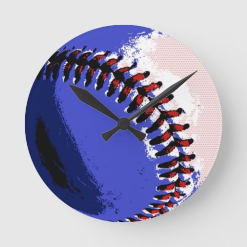 Pop Art Baseball Round Clock
