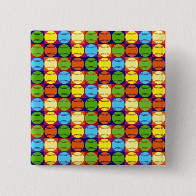 Pop Art Baseballs Pattern Pinback Button (Front)