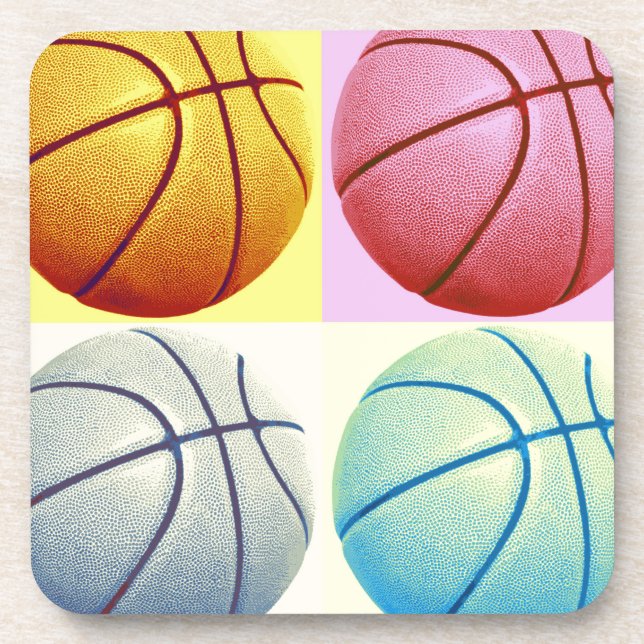 Pop Art Basketball Beverage Coaster (Front)