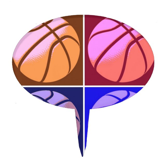 Pop Art Basketball Cake Topper (Front)