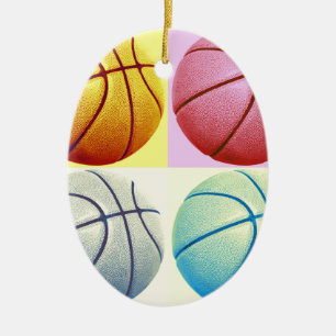 Pop Art Basketball Ceramic Ornament