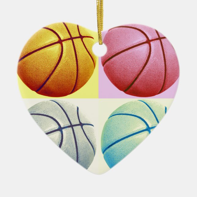 Pop Art Basketball Ceramic Ornament (Front)