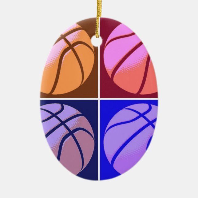 Pop Art Basketball Ceramic Ornament (Front)