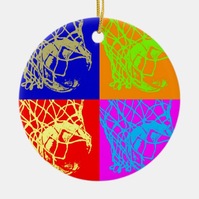 Pop Art Basketball Ceramic Ornament (Front)