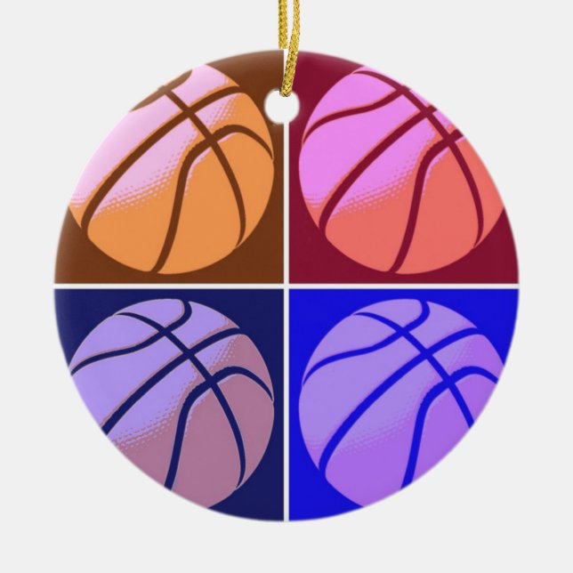 Pop Art Basketball Ceramic Ornament (Front)
