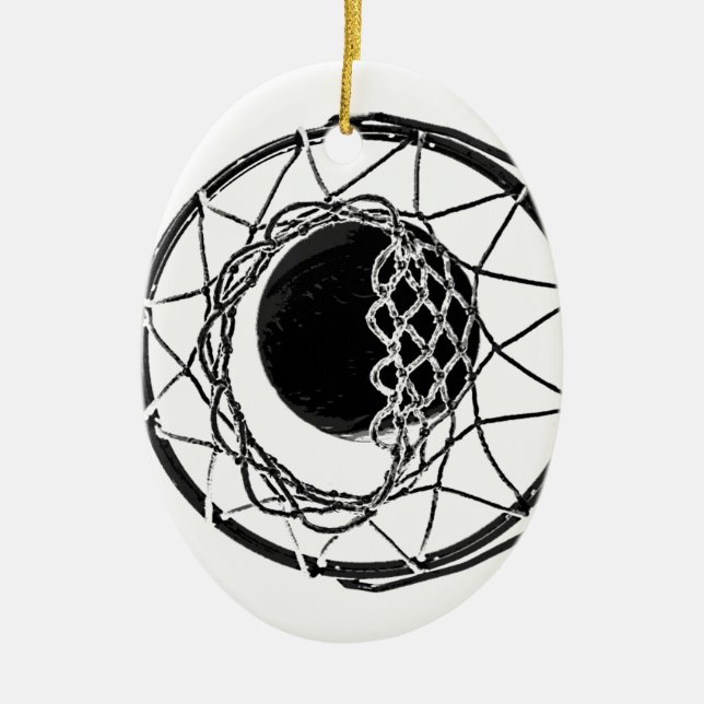 Pop Art Basketball Ceramic Ornament (Front)