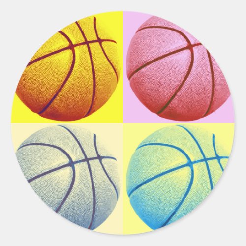 Pop Art Basketball Classic Round Sticker