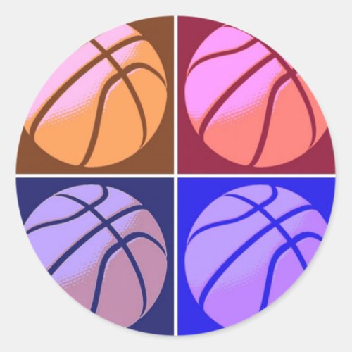 Pop Art Basketball Classic Round Sticker