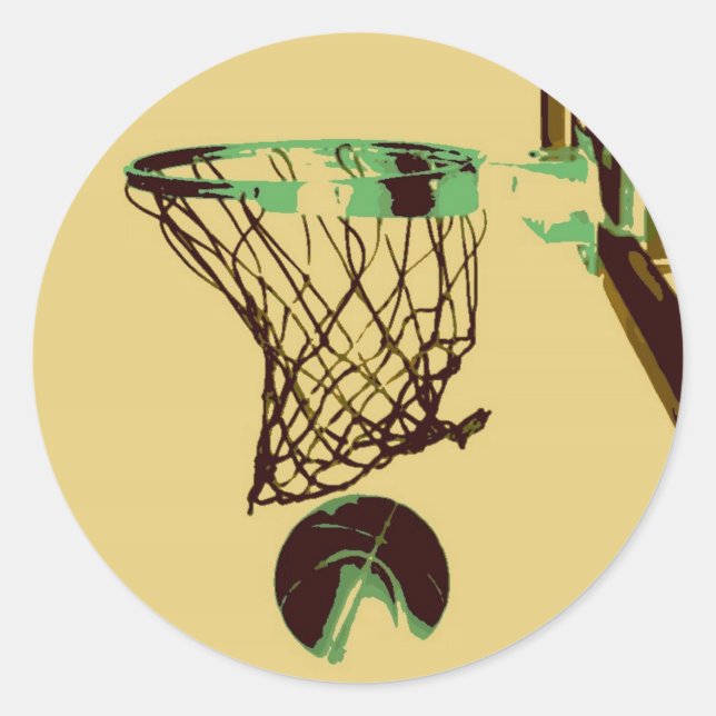 Pop Art Basketball Classic Round Sticker (Front)