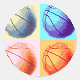 Pop Art Basketball Classic Round Sticker