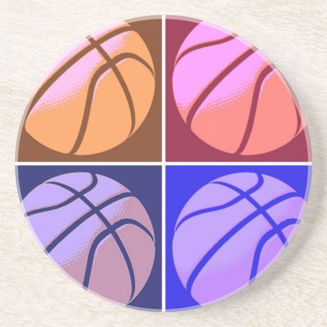Pop Art Basketball Drink Coaster (Front)