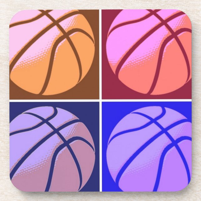 Pop Art Basketball Drink Coaster (Front)