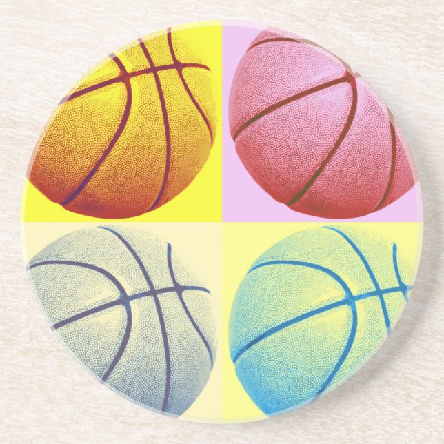 Pop Art Basketball Drink Coaster (Front)
