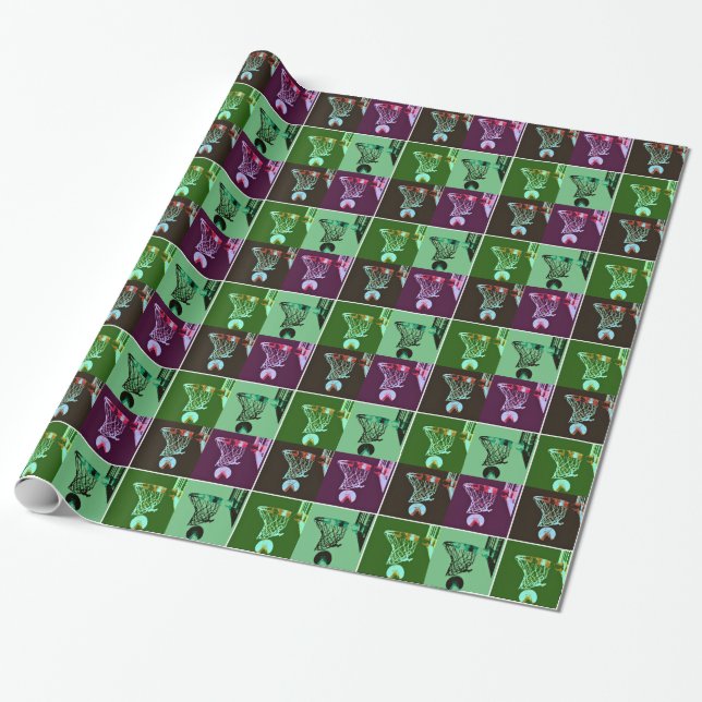 Pop Art Basketball Gift Wrap (Unrolled)