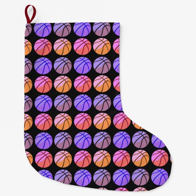 Pop Art Basketball Large Christmas Stocking (Front)