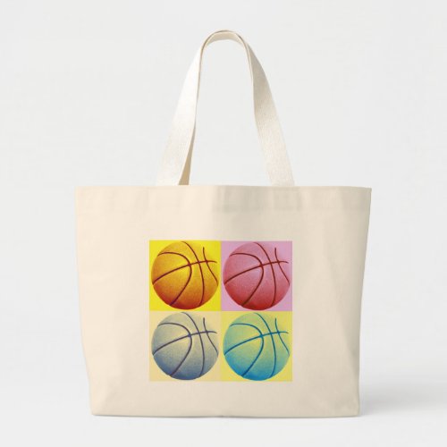 Pop Art Basketball Large Tote Bag